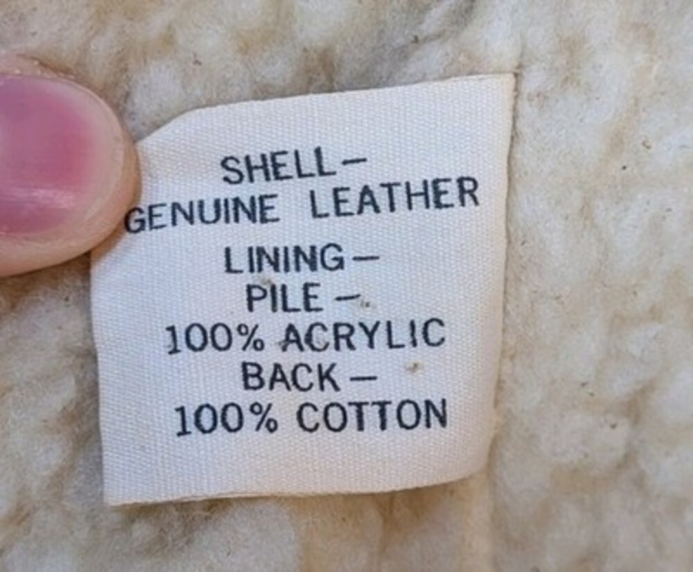 VTG Suede Leather Sherpa Vest Mens 44 SIMCO Brown Lined Snap Western FLAWED - Picture 4 of 12